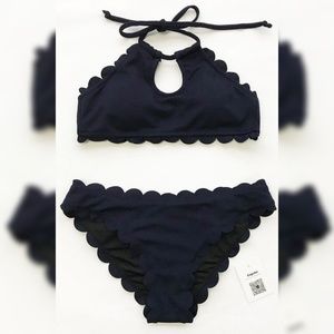 Dark navy blue scalloped bikini large